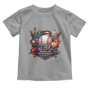 USA 250 Years Of Freedom Baseball Graphic Toddler T Shirt TS12 Sport Gray Print Your Wear