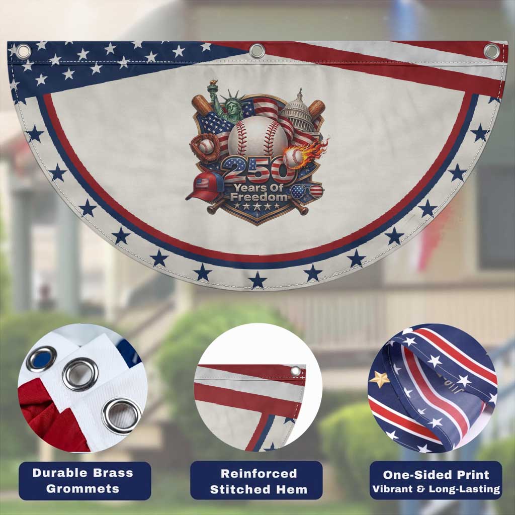 USA 250 Years Of Freedom Baseball Graphic Patriotic Fan Flag