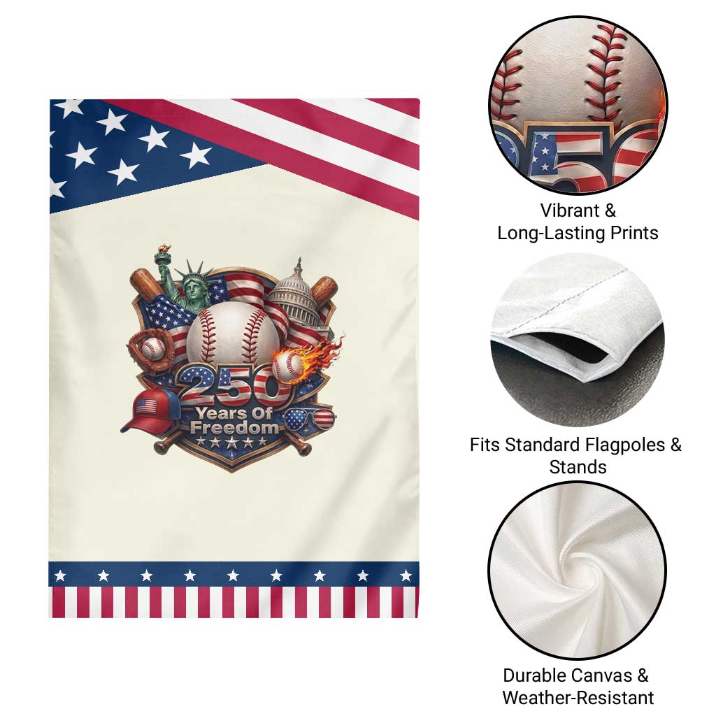 USA 250 Years Of Freedom Baseball Graphic Patriotic Garden Flag TS12 Print Your Wear
