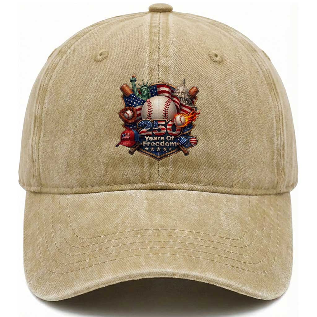 USA 250 Years Of Freedom Baseball Graphic Washed Cotton Baseball Cap TS12 Print Your Wear