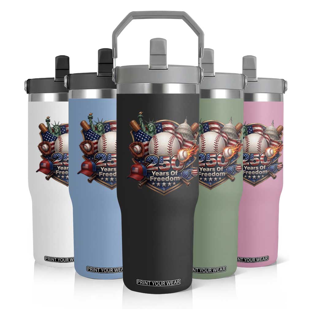 USA 250 Years Of Freedom Baseball Graphic Flip Straw Tumbler TS12 Print Your Wear