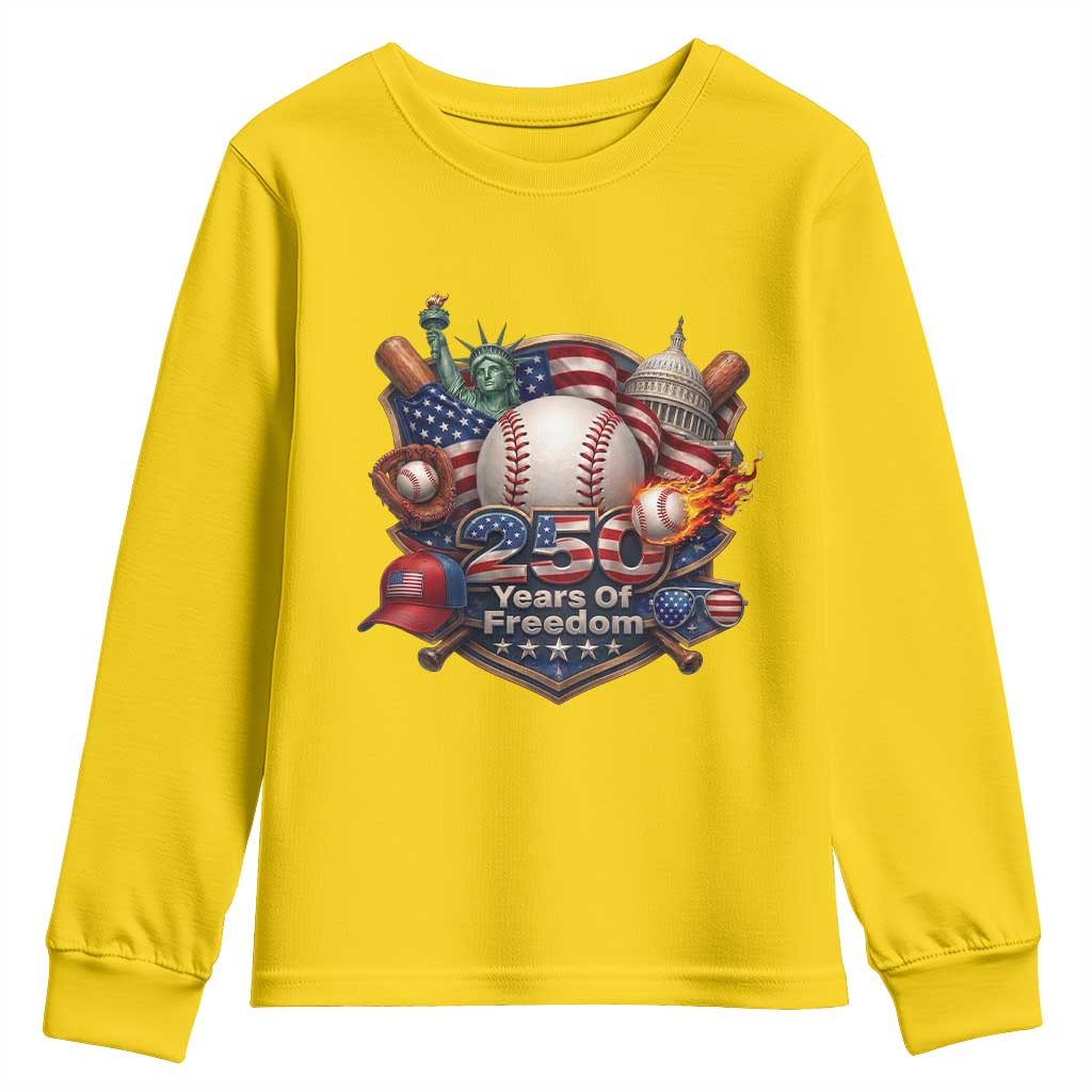 USA 250 Years Of Freedom Baseball Graphic Youth Sweatshirt TS12 Daisy Print Your Wear