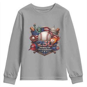 USA 250 Years Of Freedom Baseball Graphic Youth Sweatshirt TS12 Sport Gray Print Your Wear