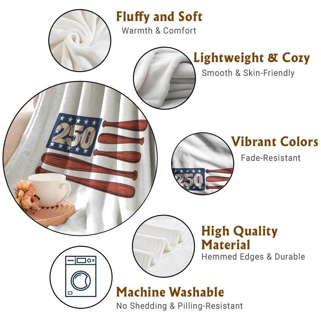 USA Flag Baseball Throw Blanket America 250th Anniversary Gift TS12 Print Your Wear