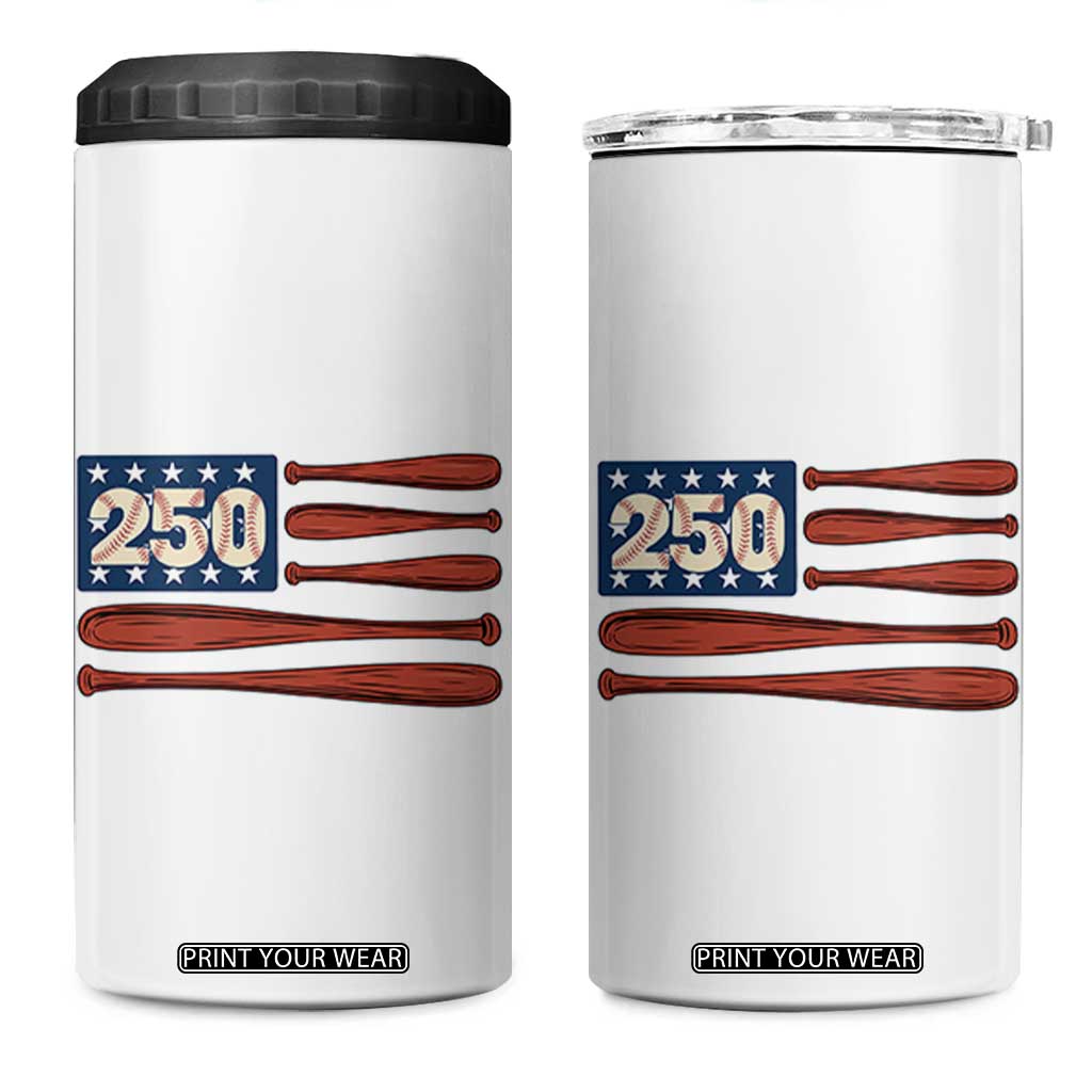 USA Flag Baseball 4 in 1 Can Cooler Tumbler America 250th Anniversary Gift TS12 One Size: 16 oz White Print Your Wear