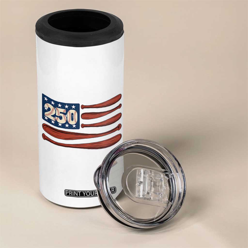 USA Flag Baseball 4 in 1 Can Cooler Tumbler America 250th Anniversary Gift TS12 Print Your Wear