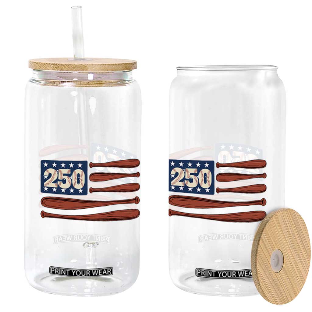 USA Flag Baseball Glass Can America 250th Anniversary Gift TS12 Print Your Wear
