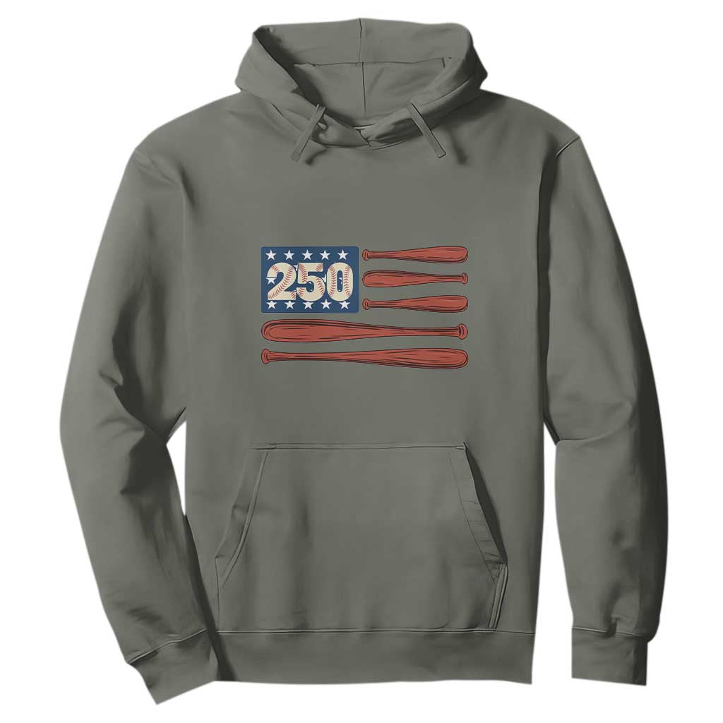 USA Flag Baseball Hoodie America 250th Anniversary Gift TS12 Military Green Print Your Wear