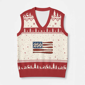 USA Flag Baseball V-Neck Knit Sweater Vest America 250th Anniversary Gift TS12 Beige Red Print Your Wear