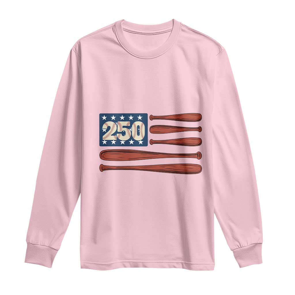USA Flag Baseball Long Sleeve Shirt America 250th Anniversary Gift TS12 Light Pink Print Your Wear