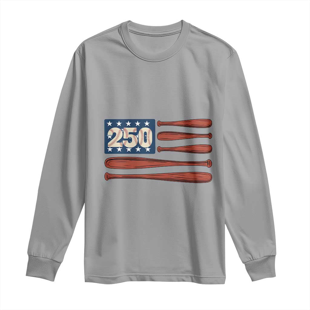 USA Flag Baseball Long Sleeve Shirt America 250th Anniversary Gift TS12 Sport Gray Print Your Wear