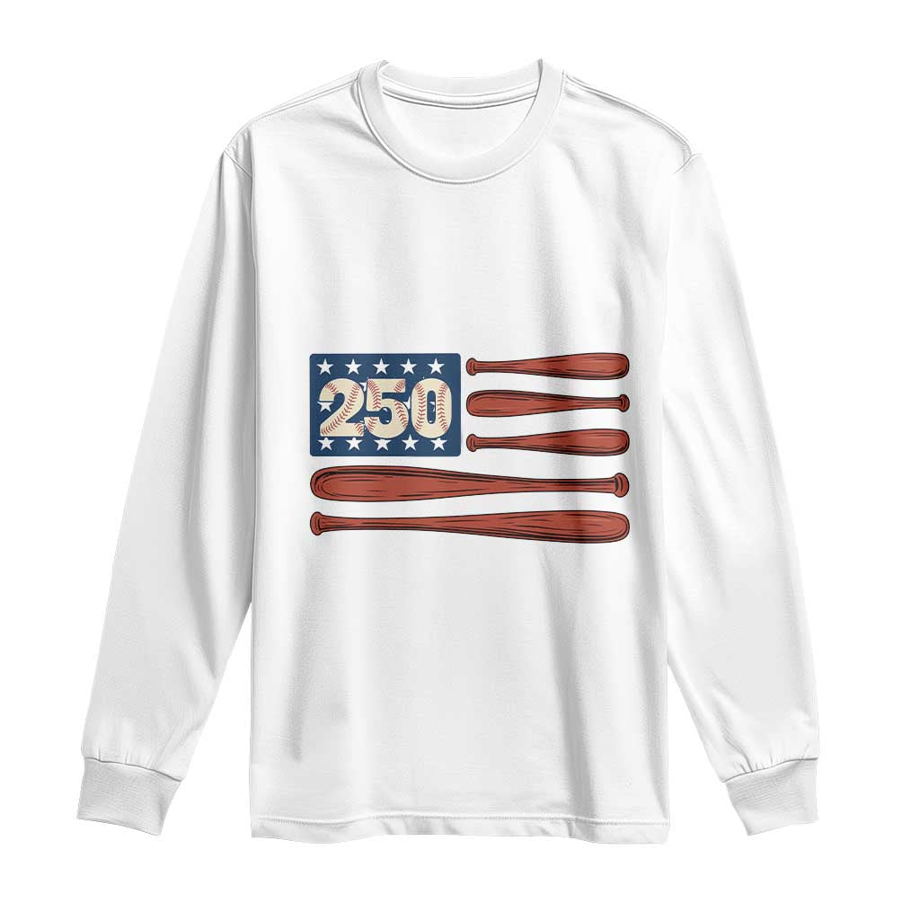 USA Flag Baseball Long Sleeve Shirt America 250th Anniversary Gift TS12 White Print Your Wear