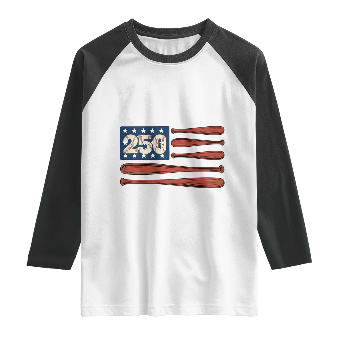 USA Flag Baseball Raglan Shirt America 250th Anniversary Gift TS12 White Black Print Your Wear
