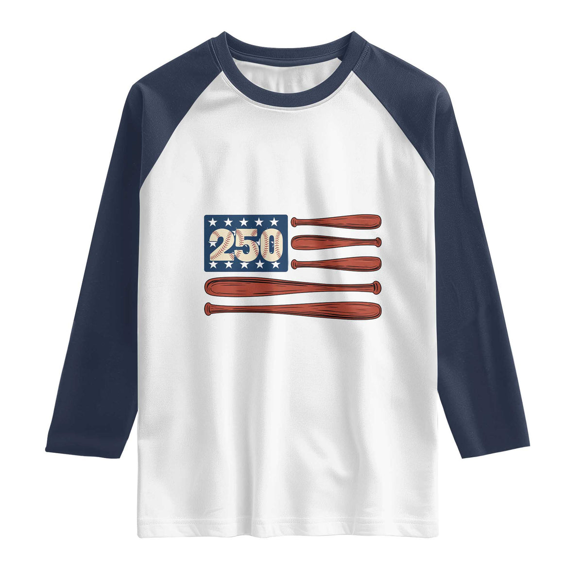 USA Flag Baseball Raglan Shirt America 250th Anniversary Gift TS12 White Navy Print Your Wear