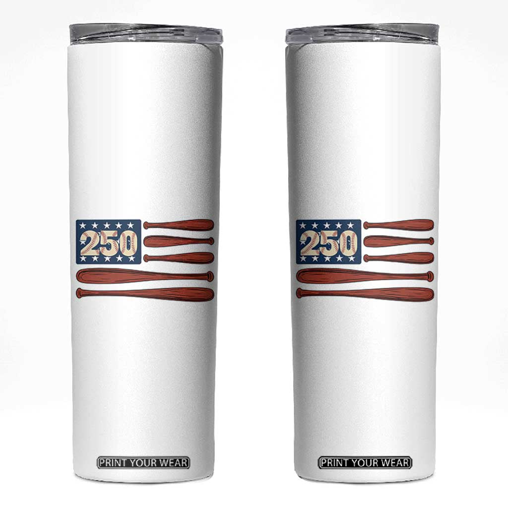 USA Flag Baseball Skinny Tumbler America 250th Anniversary Gift TS12 White Print Your Wear