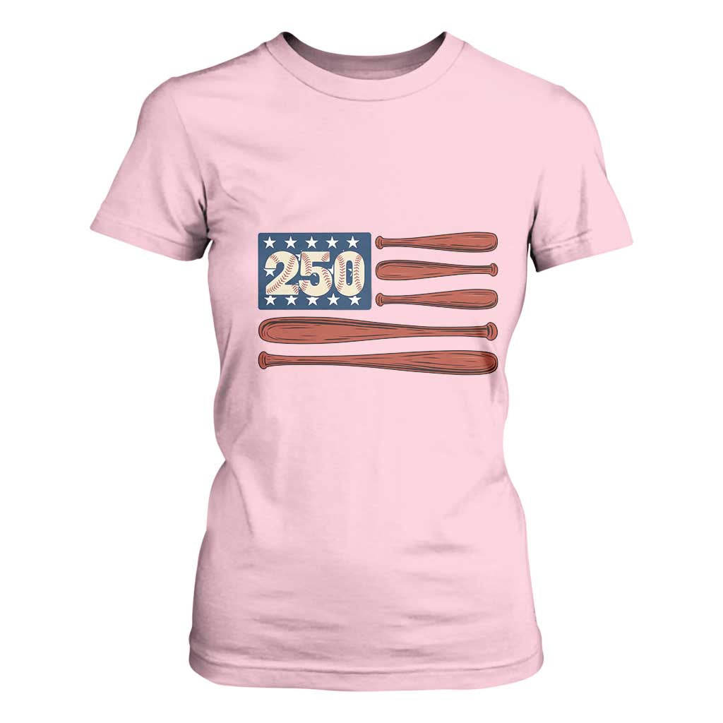 USA Flag Baseball T Shirt For Women America 250th Anniversary Gift TS12 Light Pink Print Your Wear