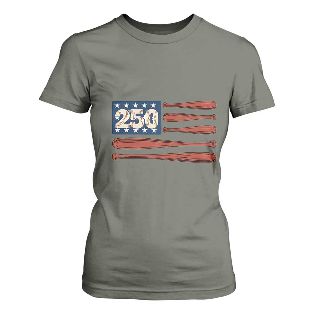 USA Flag Baseball T Shirt For Women America 250th Anniversary Gift TS12 Military Green Print Your Wear