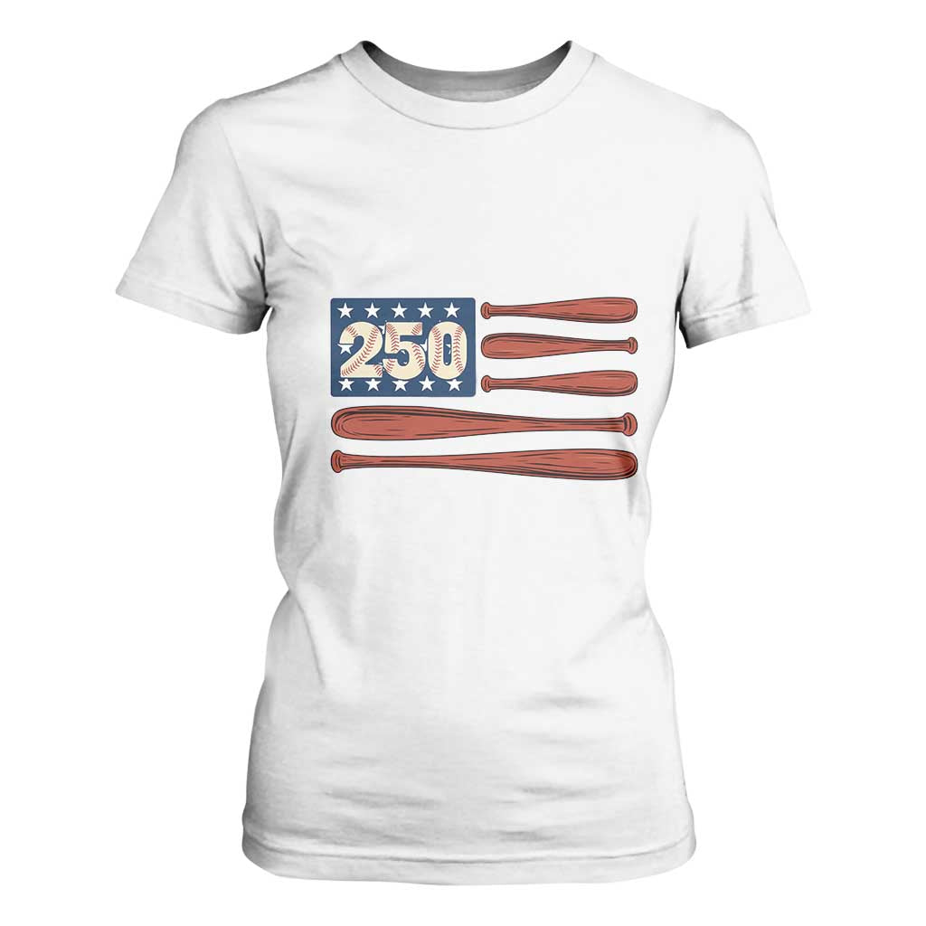 USA Flag Baseball T Shirt For Women America 250th Anniversary Gift TS12 White Print Your Wear
