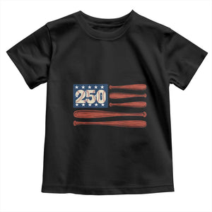 USA Flag Baseball Toddler T Shirt America 250th Anniversary Gift TS12 Black Print Your Wear