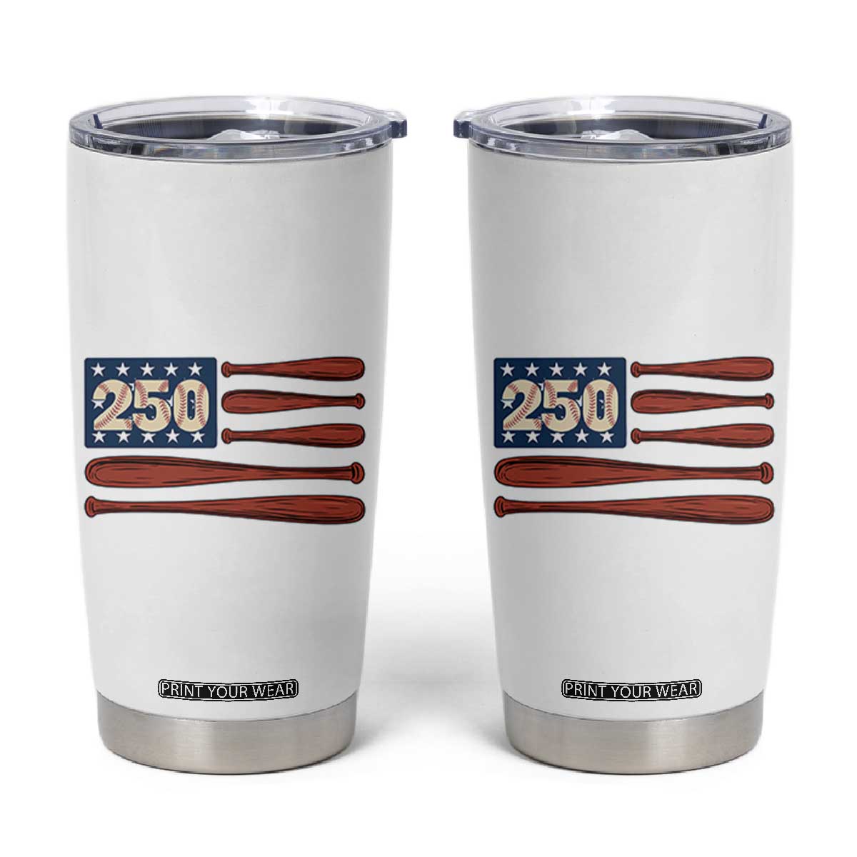 USA Flag Baseball Tumbler Cup America 250th Anniversary Gift TS12 White Print Your Wear