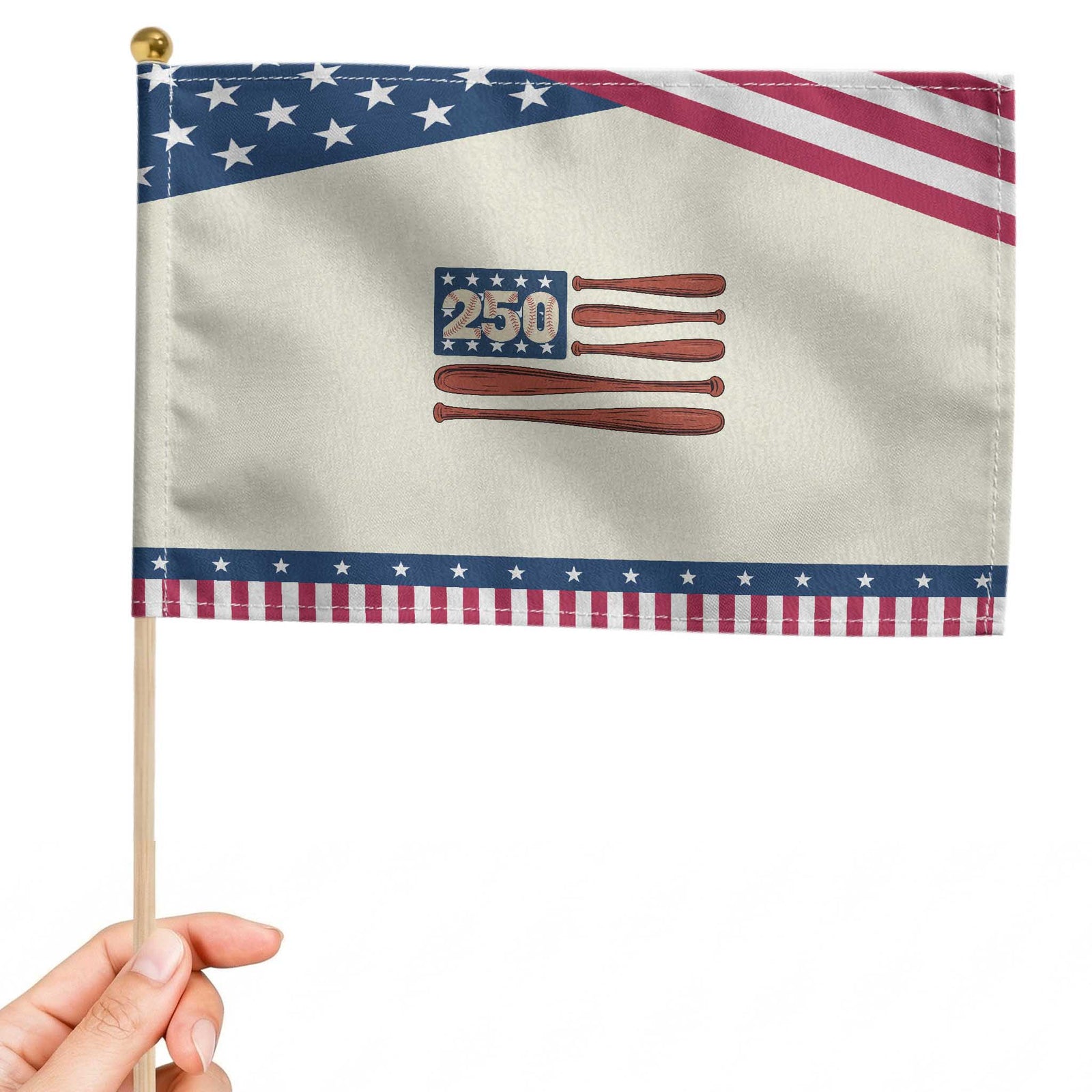 USA Flag Baseball Patriotic Handheld Flag America 250th Anniversary Gift TS12 Modern 8.2