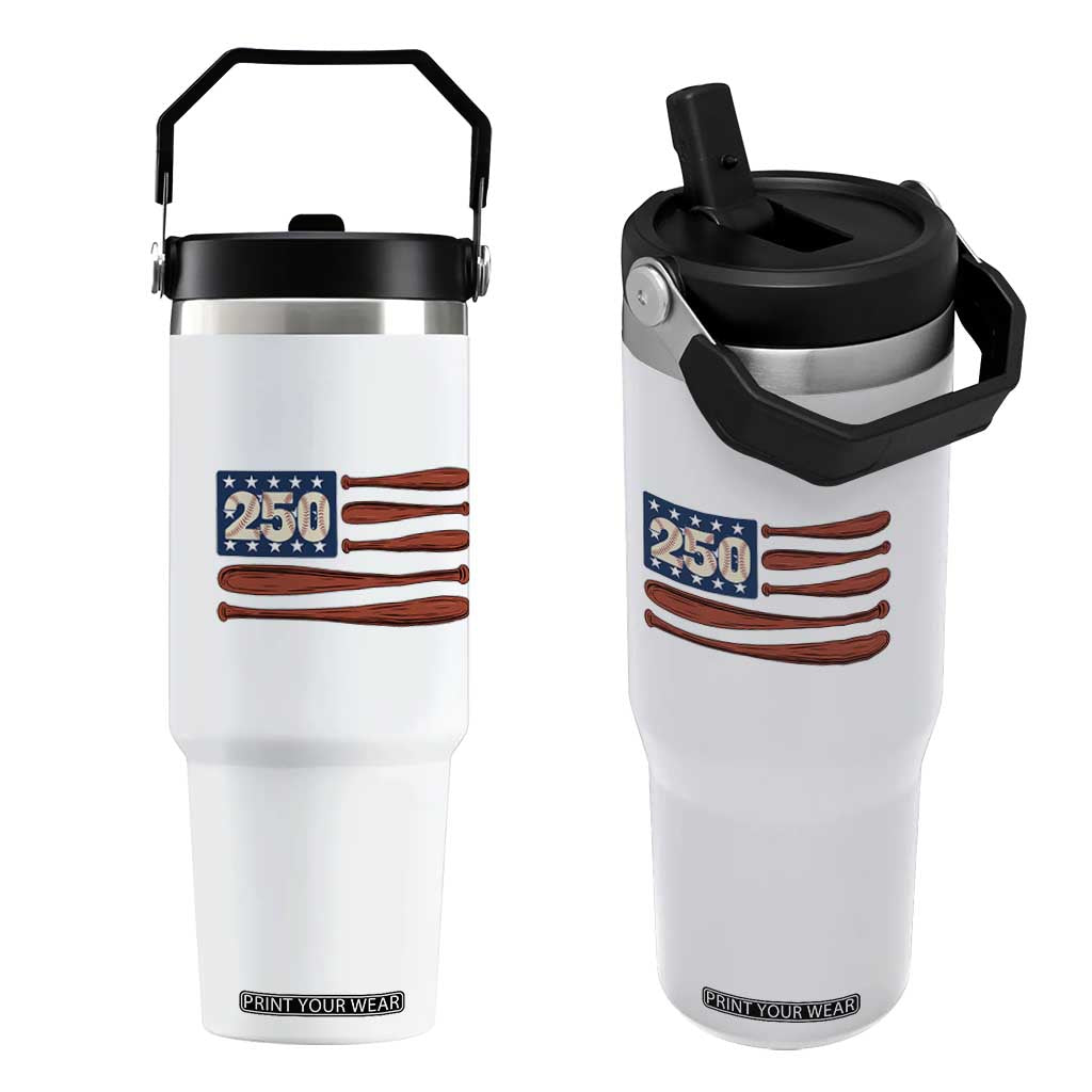 USA Flag Baseball Flip Straw Tumbler America 250th Anniversary Gift TS12 One Size: 30 oz White Print Your Wear