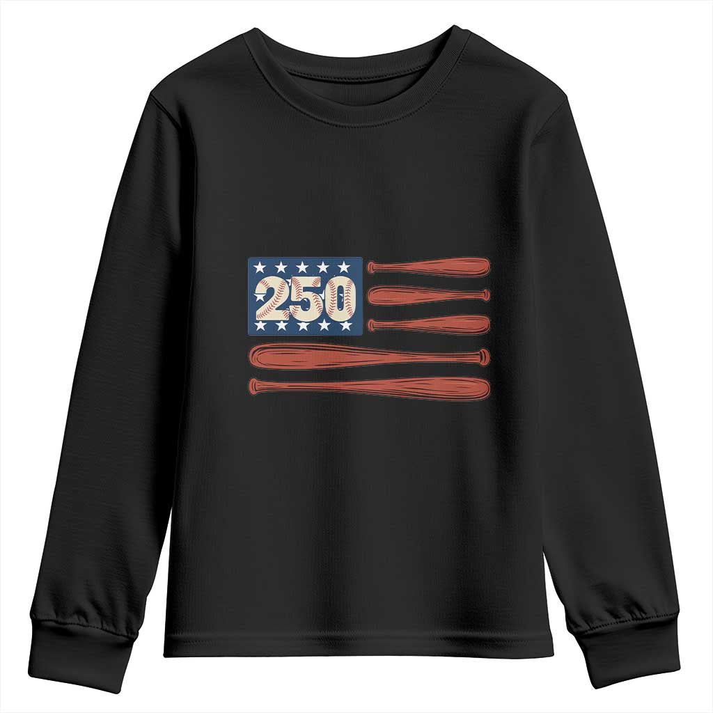 USA Flag Baseball Youth Sweatshirt America 250th Anniversary Gift TS12 Black Print Your Wear