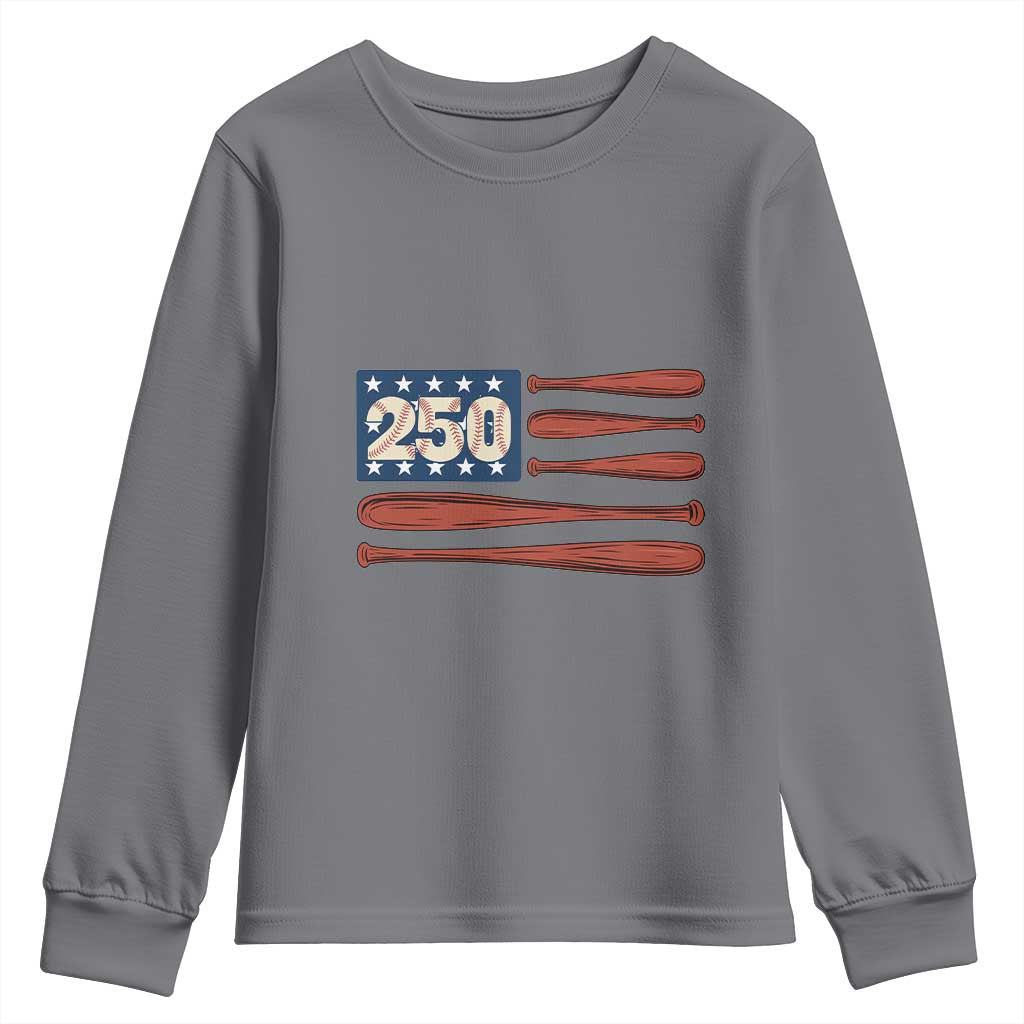 USA Flag Baseball Youth Sweatshirt America 250th Anniversary Gift TS12 Charcoal Print Your Wear