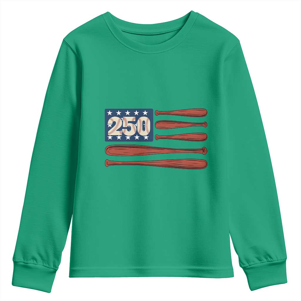 USA Flag Baseball Youth Sweatshirt America 250th Anniversary Gift TS12 Irish Green Print Your Wear