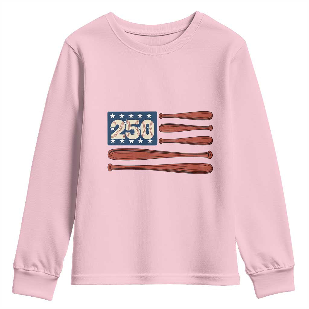 USA Flag Baseball Youth Sweatshirt America 250th Anniversary Gift TS12 Light Pink Print Your Wear