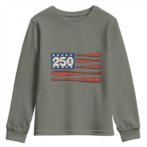 USA Flag Baseball Youth Sweatshirt America 250th Anniversary Gift TS12 Military Green Print Your Wear