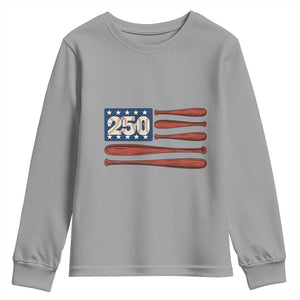 USA Flag Baseball Youth Sweatshirt America 250th Anniversary Gift TS12 Sport Gray Print Your Wear