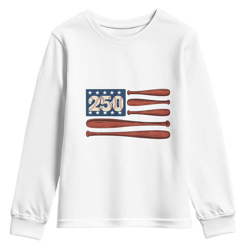 USA Flag Baseball Youth Sweatshirt America 250th Anniversary Gift TS12 White Print Your Wear