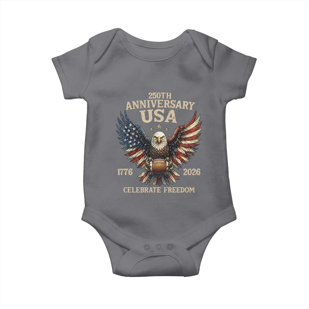 Patriotic Bald Eagle Football Baby Onesie America 250th Anniversary Gift TS12 Charcoal Print Your Wear