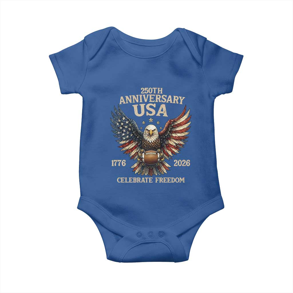 Patriotic Bald Eagle Football Baby Onesie America 250th Anniversary Gift TS12 Royal Blue Print Your Wear