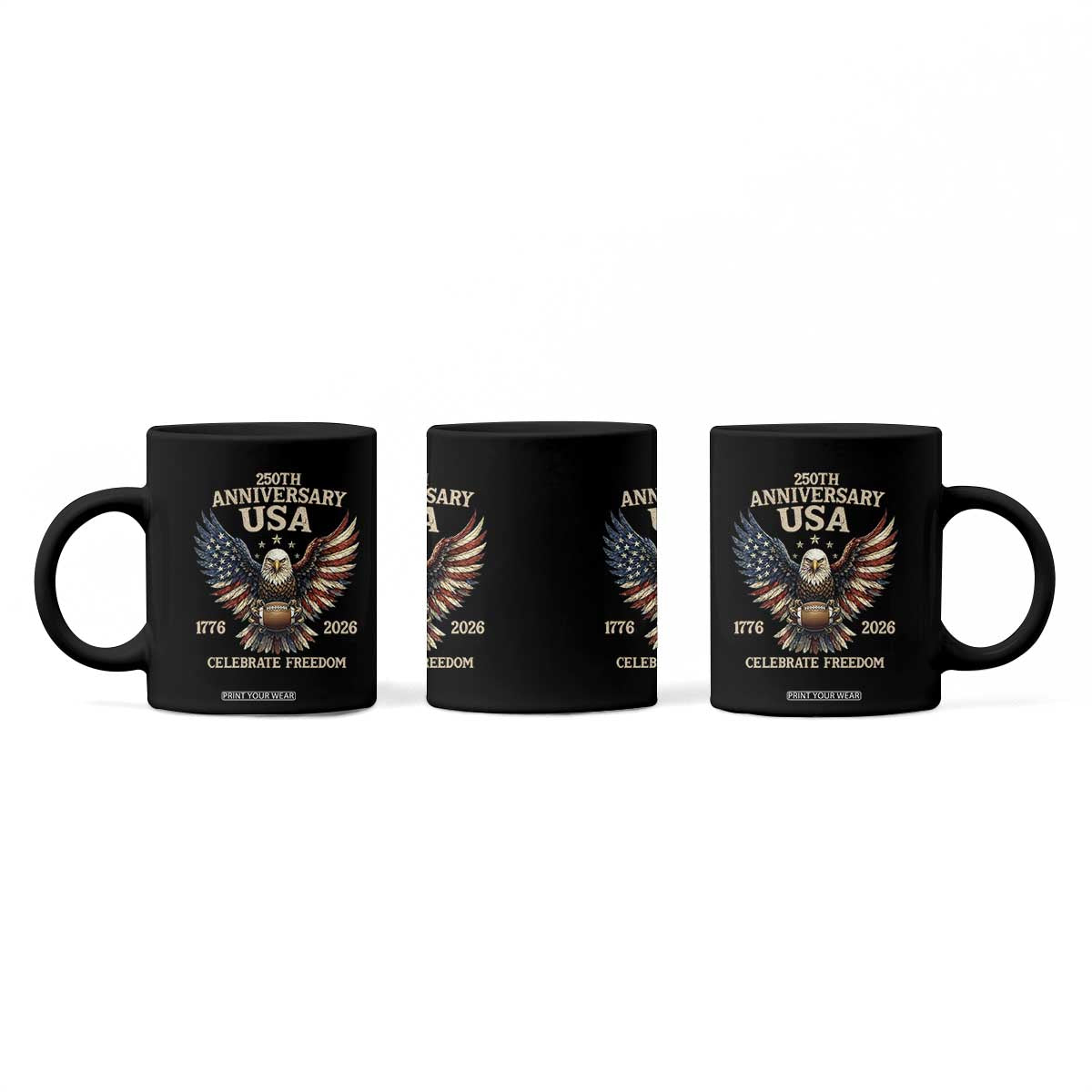 Patriotic Bald Eagle Football Coffee Mug America 250th Anniversary Gift TS12 Print Your Wear