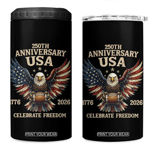 Patriotic Bald Eagle Football 4 in 1 Can Cooler Tumbler America 250th Anniversary Gift TS12 One Size: 16 oz Black Print Your Wear