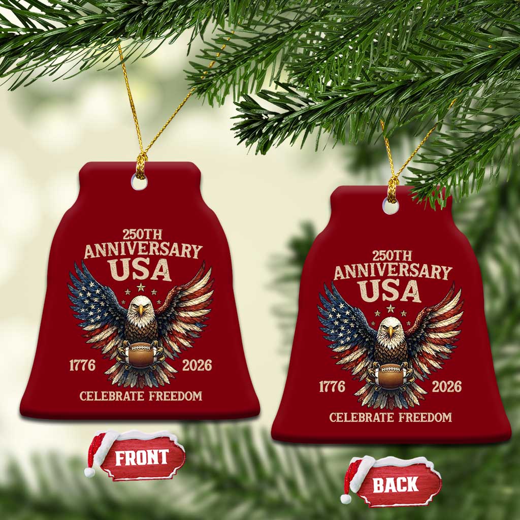 Patriotic Bald Eagle Football Ceramic Ornament America 250th Anniversary Gift TS12 Print Your Wear
