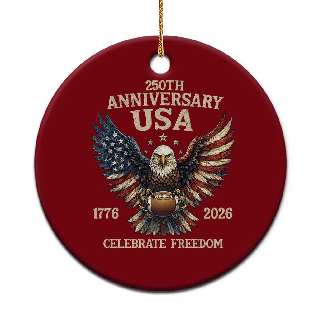 Patriotic Bald Eagle Football Ceramic Ornament America 250th Anniversary Gift TS12 1pc Red Print Your Wear