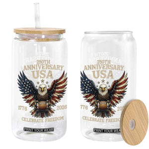 Patriotic Bald Eagle Football Glass Can America 250th Anniversary Gift TS12 Print Your Wear