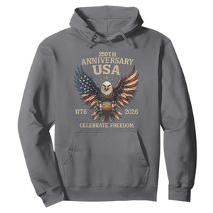 Patriotic Bald Eagle Football Hoodie America 250th Anniversary Gift TS12 Charcoal Print Your Wear