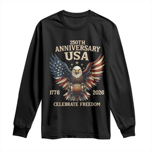 Patriotic Bald Eagle Football Long Sleeve Shirt America 250th Anniversary Gift TS12 Black Print Your Wear