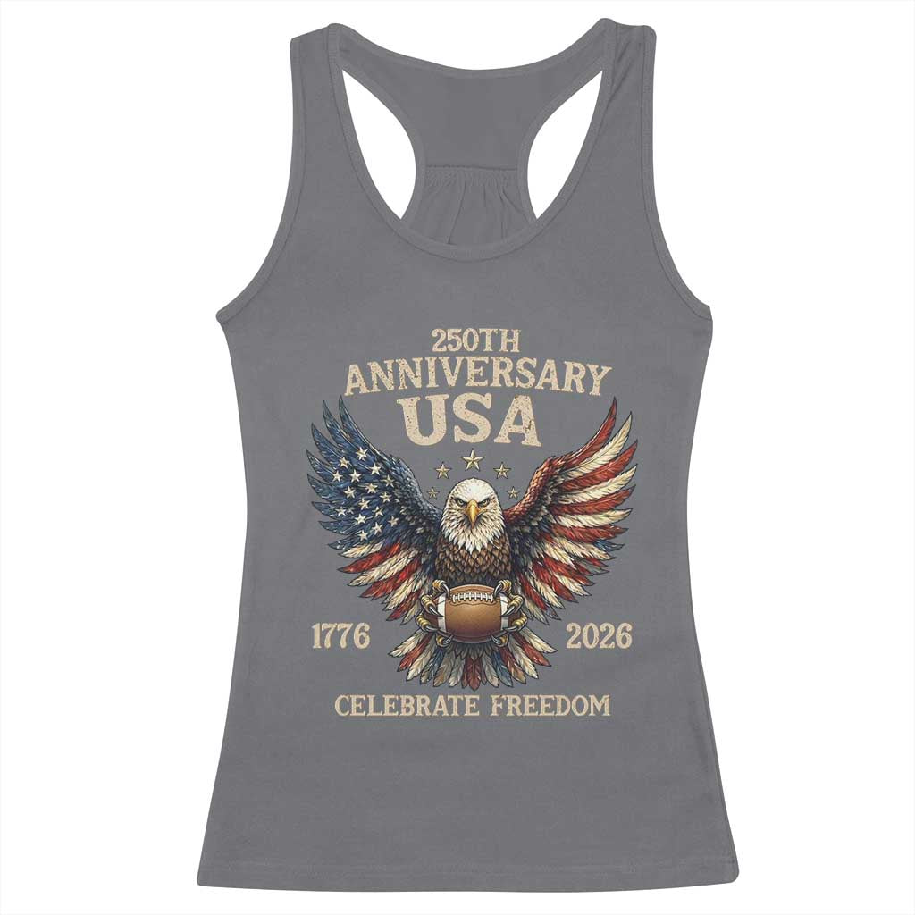 Patriotic Bald Eagle Football Racerback Tank Top America 250th Anniversary Gift TS12 Charcoal Print Your Wear
