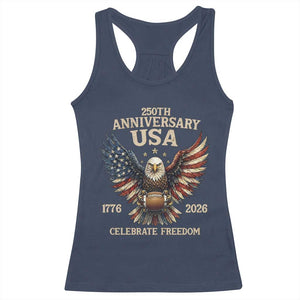 Patriotic Bald Eagle Football Racerback Tank Top America 250th Anniversary Gift TS12 Navy Print Your Wear