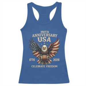 Patriotic Bald Eagle Football Racerback Tank Top America 250th Anniversary Gift TS12 Royal Blue Print Your Wear