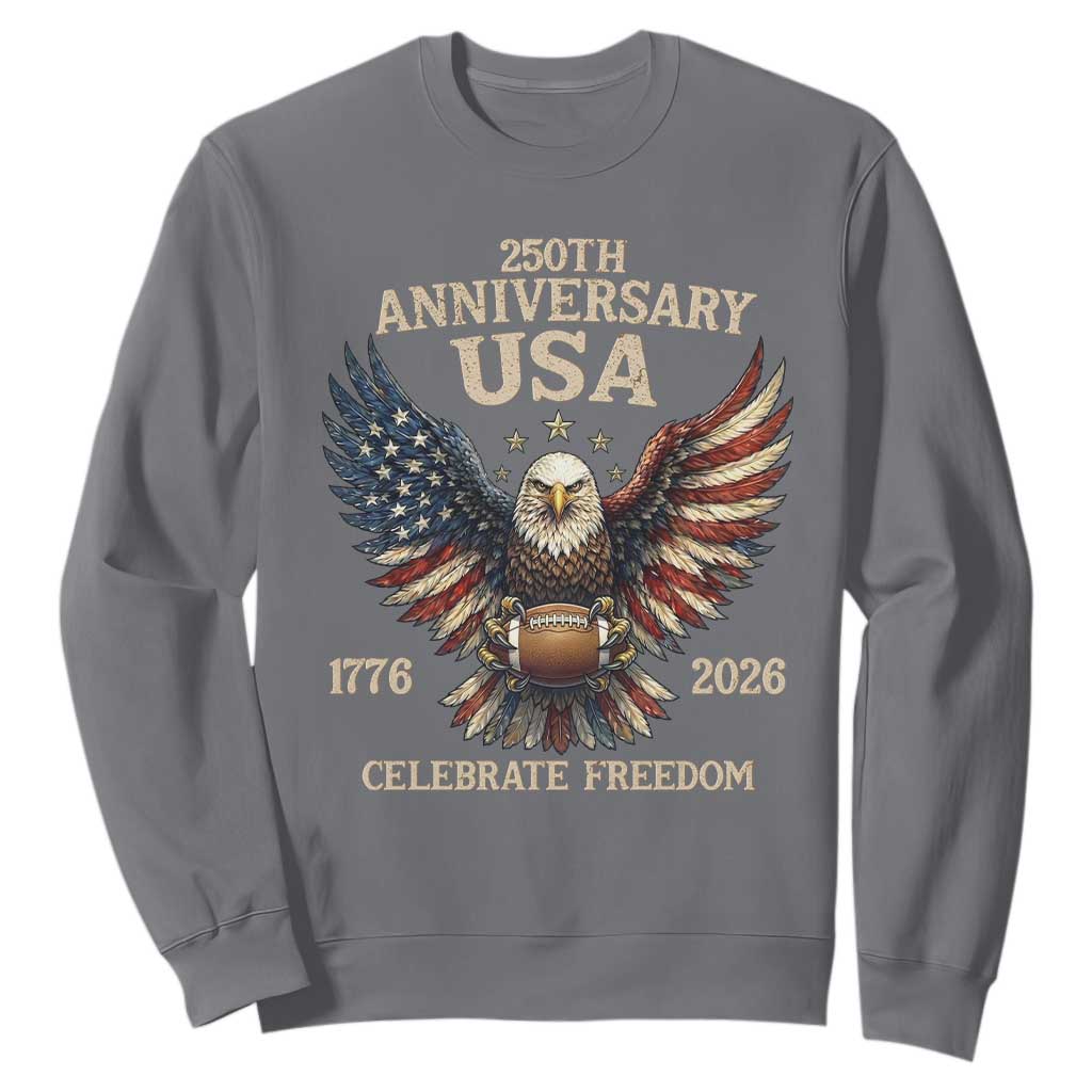 Patriotic Bald Eagle Football Sweatshirt America 250th Anniversary Gift TS12 Charcoal Print Your Wear