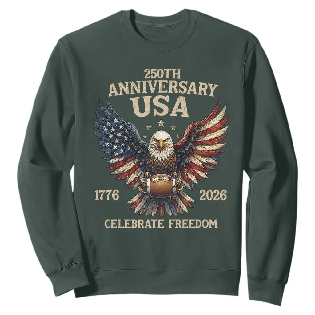 Patriotic Bald Eagle Football Sweatshirt America 250th Anniversary Gift TS12 Dark Forest Green Print Your Wear