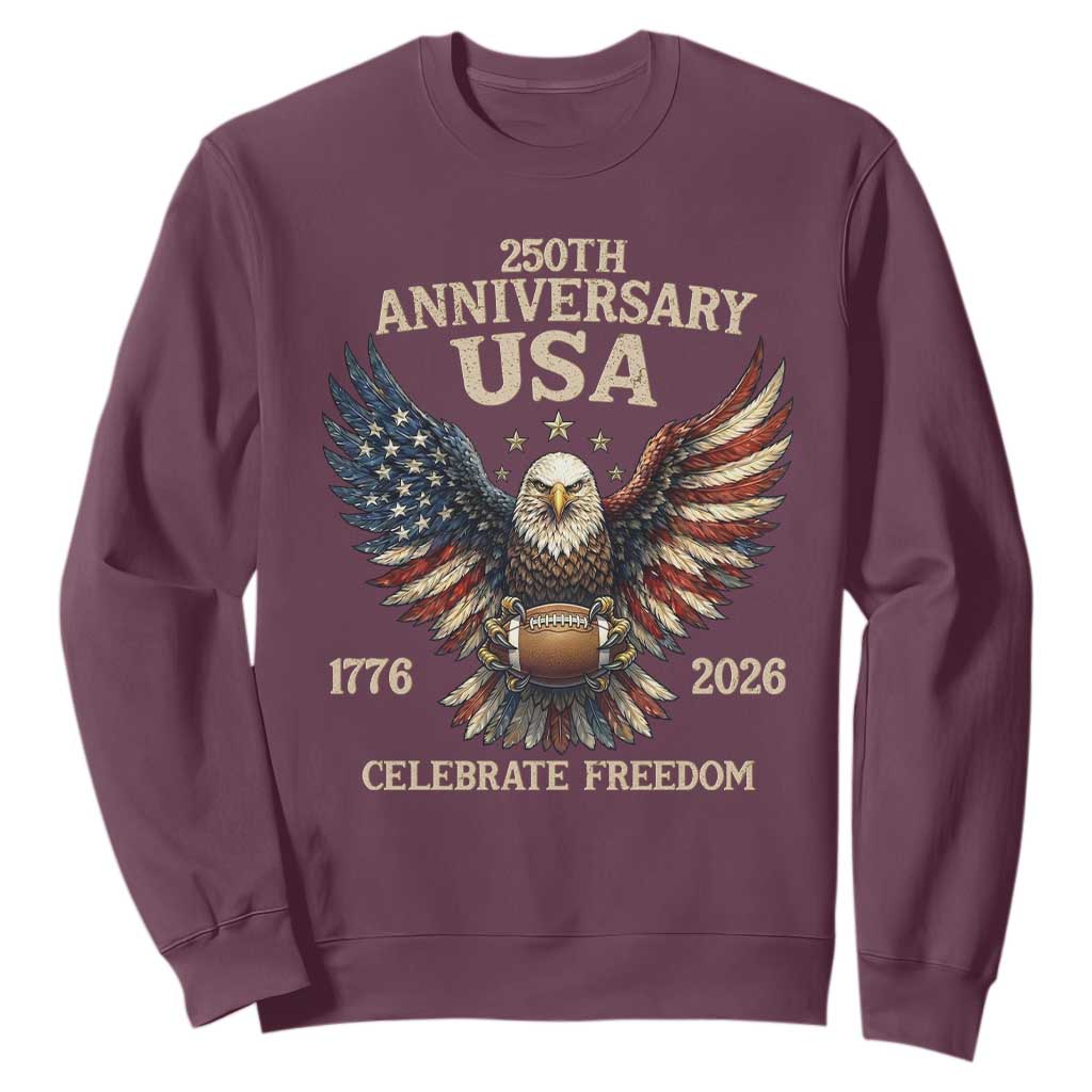 Patriotic Bald Eagle Football Sweatshirt America 250th Anniversary Gift TS12 Maroon Print Your Wear