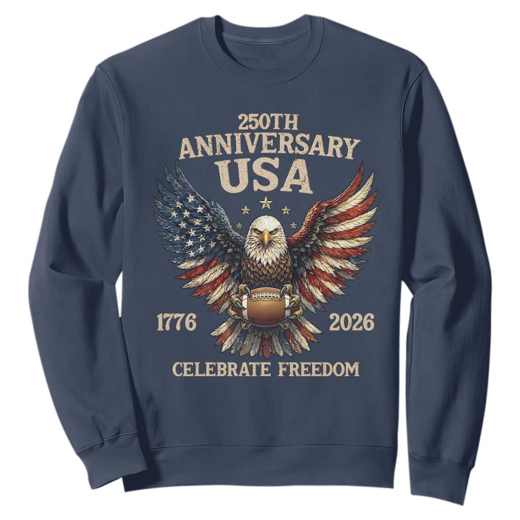 Patriotic Bald Eagle Football Sweatshirt America 250th Anniversary Gift TS12 Navy Print Your Wear