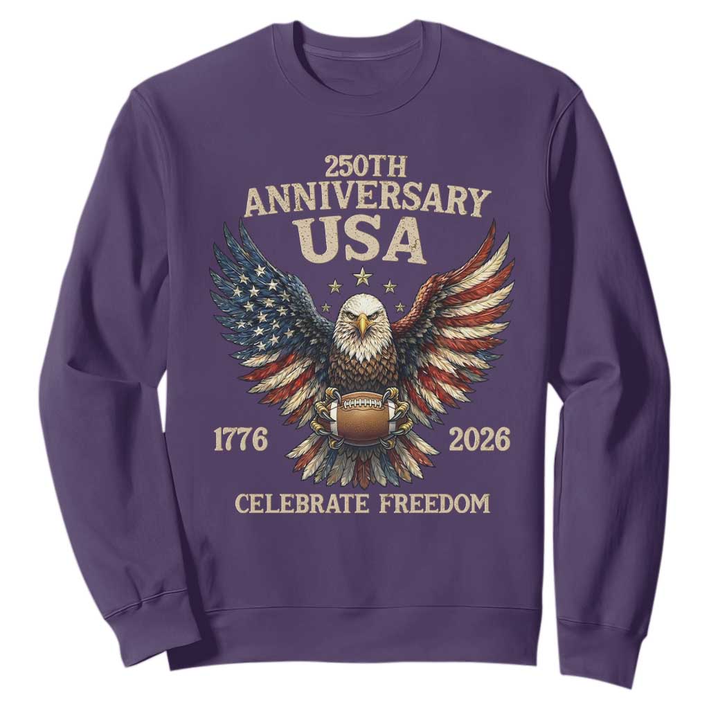 Patriotic Bald Eagle Football Sweatshirt America 250th Anniversary Gift TS12 Purple Print Your Wear